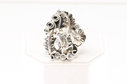 Native America Navajo Sterling Silver Floral Ring By Harry B.Yazzie.
