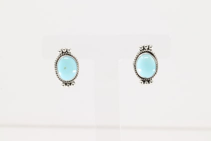 Native America Navajo Sterling Silver Turquoise Post Earring's By Rena Begay.