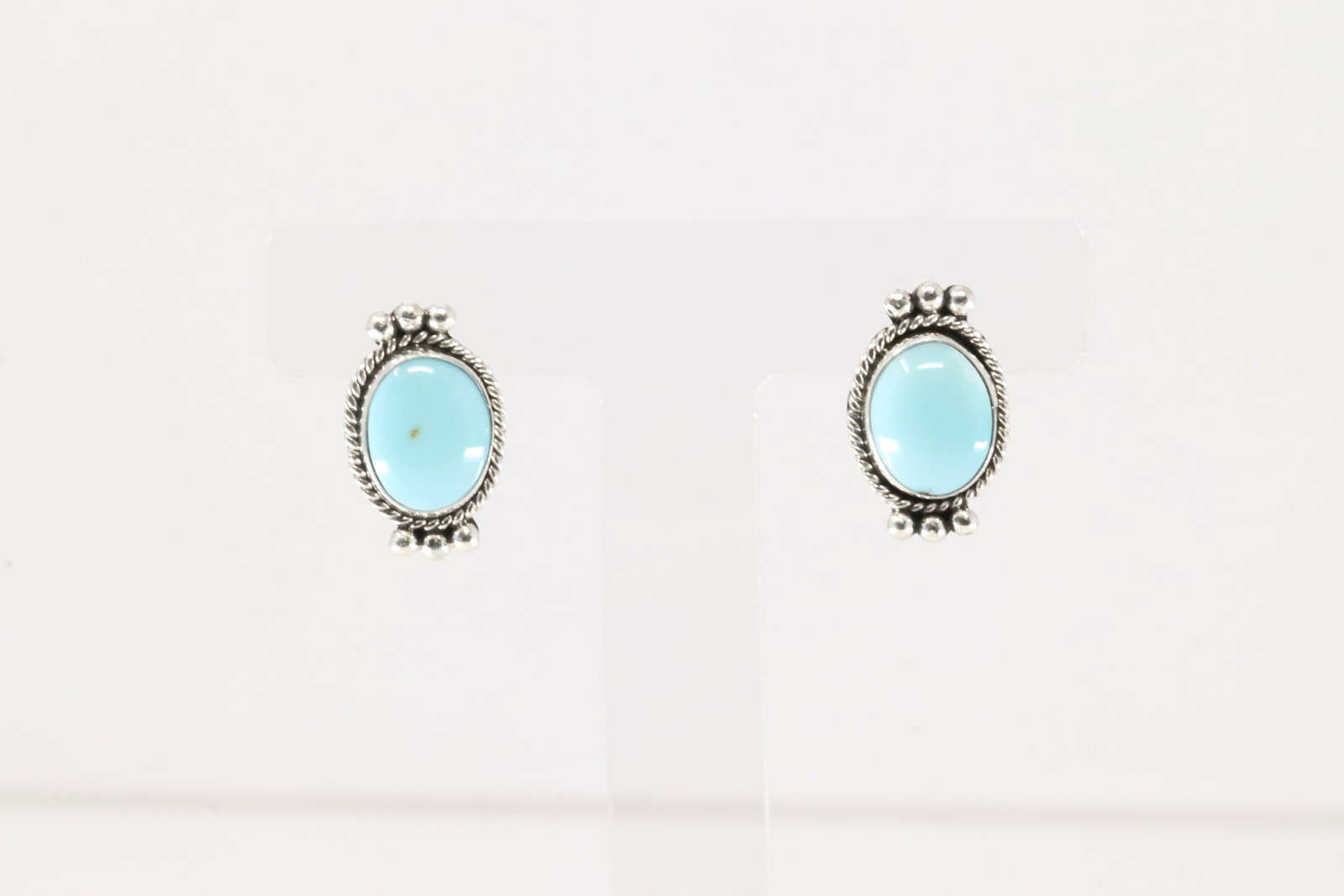 Native America Navajo Sterling Silver Turquoise Post Earring's By Rena Begay.: This is a Native America Navajo Sterling Silver Turquoise Post Earring's By Rena Begay.