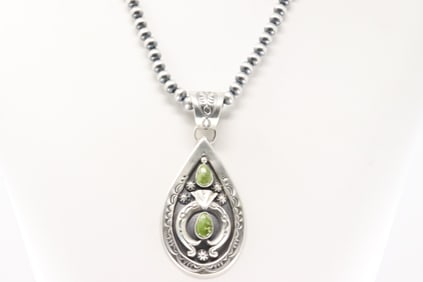 Native America Navajo Sterling Silver Sonora Gold Necklace By Verley Betone.