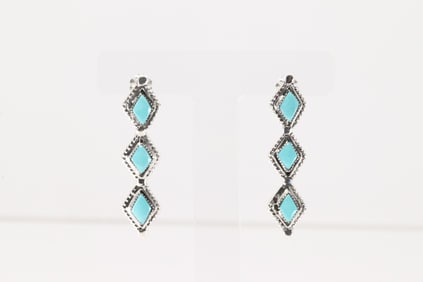 Native America Navajo Sterling Silver Turquoise Post Earring's By Ryntanna Yazzie.