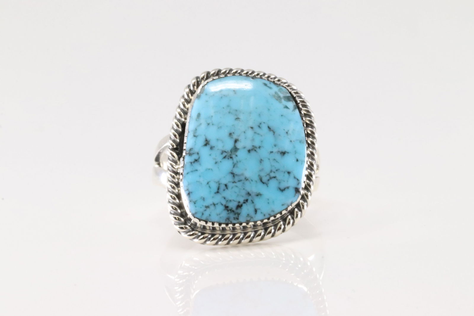 Native America Navajo Sterling Silver Turquoise Ring By Franklin Johnson. (1 of 4)