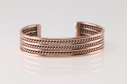 Native American Navajo Copper Bracelet Cuff By Elaine Tahe.