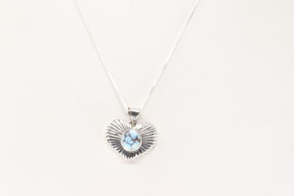 Native American Navajo Sterling Silver Golden Hill Turquoise Pendant with A 925 Necklace.