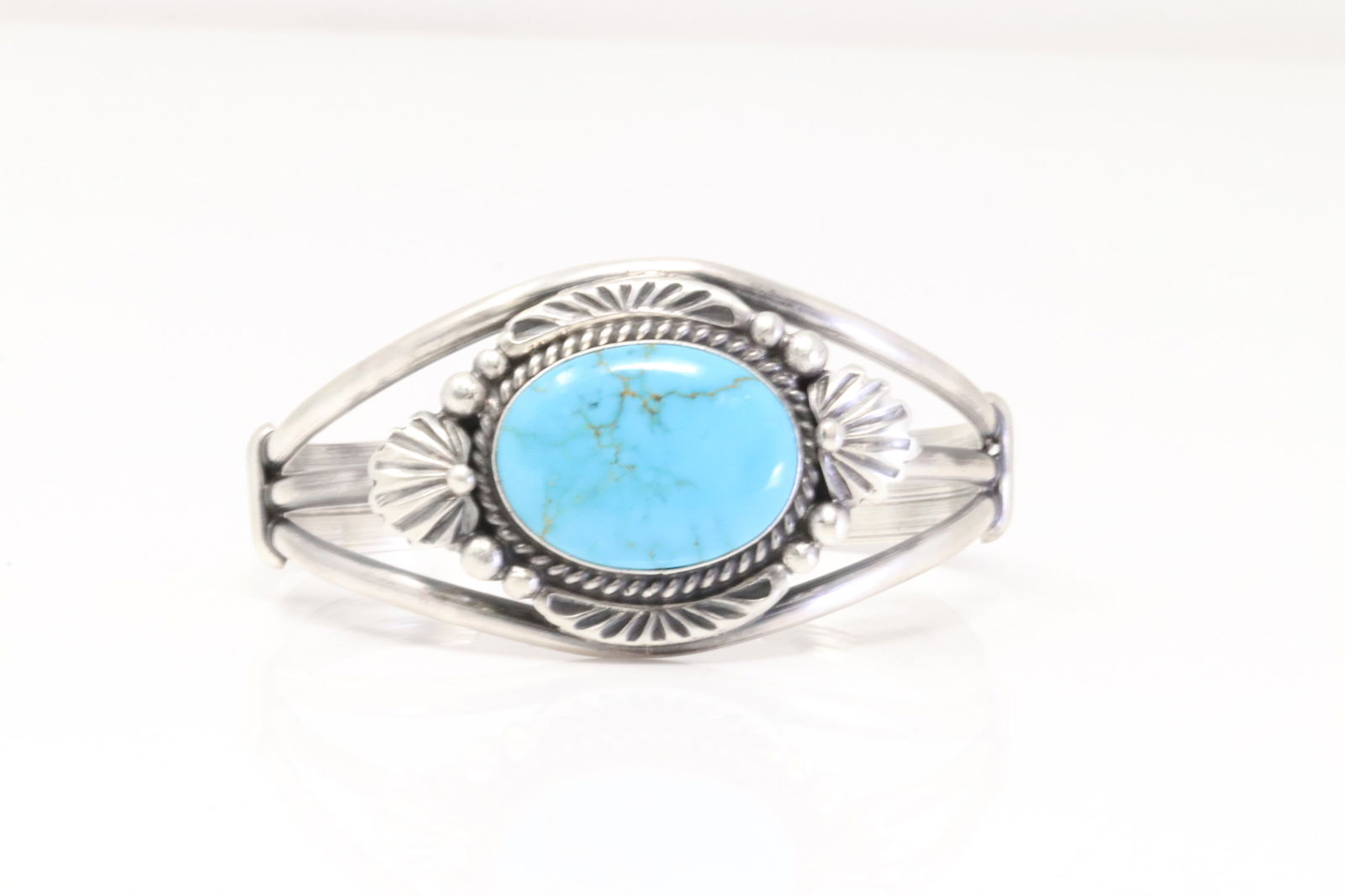 Native America Navajo Sterling Silver Turquoise Bracelet Cuff By Jimmy Lee. (1 of 4)
