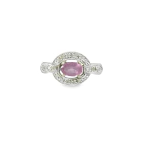 Pink Gemstone & Diamond Ring 10Kt.