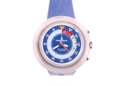 RARE 70s MEMOSAIL REGATTA MANUAL WIND CHRONOGRAPH 42 MM ORIGINAL RUBBER STRAP.