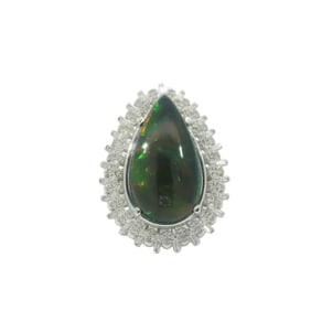 Pear Shaped Opal & Diamond Ring 14Kt.
