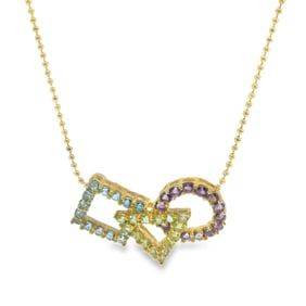 Geometric Pendant Necklace Multi-Color Gemstone 10Kt.