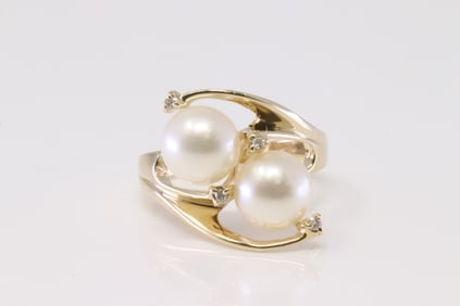Pearl & Diamond Ring 14Kt.