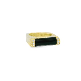 Black Onyx & Diamond Ring 18Kt.