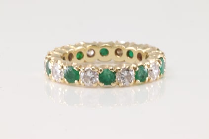 Eternity Emerald & Diamond Ring 14Kt.