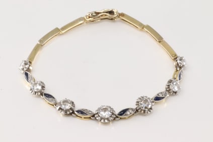 Art Deco Sapphire & Diamond Bracelet 18Kt.