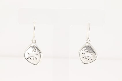 Native America Navajo Sterling Silver Ram Design Dangling Earring's.