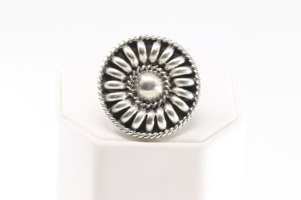 Native America Navajo Sterling Silver Stamped Ring By Manuel Johnson.