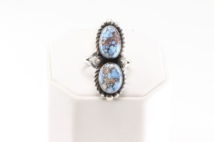 Native America Navajo Sterling Silver Golden Hill Turquoise Ring By Robert Shakey.