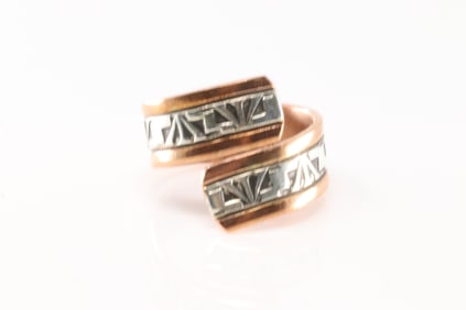Native America Navajo Sterling Silver Copper Ring By Wylie Secatero.