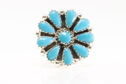 Native America Navajo Sterling Silver Turquoise Ring By Alicia Wilson.