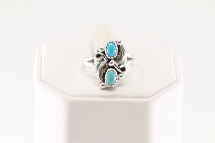 Native America Navajo Sterling Silver Turquoise Ring By Alice R.Saunders.