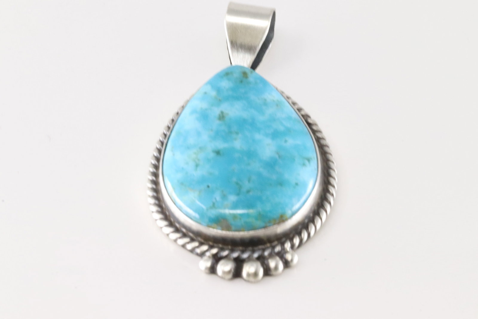 Native America Navajo Sterling Silver Kingman Turquoise Pendant By Judith Dixon.: This is a Native America Navajo Sterling Silver Kingman Turquoise Pendant By Judith Dixon.