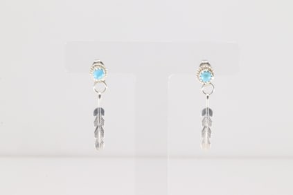 Native America Navajo Sterling Silver Turquoise Post / Dangling Earring's By Esther White.