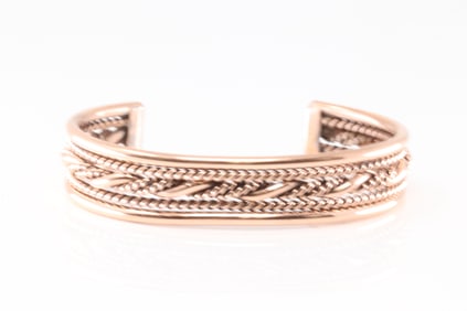 Native America Navajo Copper Bracelet Cuff By Elaine Tahe.