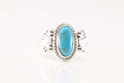 Native America Navajo Sterling Silver Turquoise Ring By Alice R.Saunders.