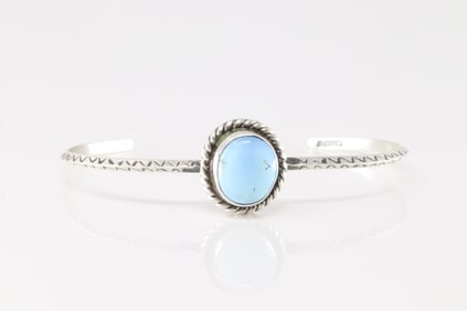Native America Navajo Sterling Silver Golden Hill Turquoise Bracelet Cuff.