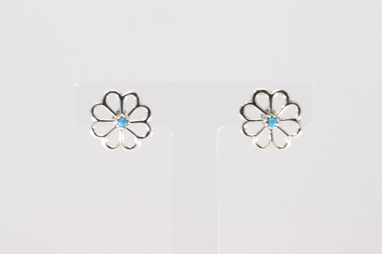 Native America Navajo Sterling Silver Turquoise Flower Post Earring's By Lorraine Chee. (1 of 4)