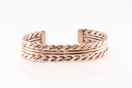 Native America Navajo Copper Bracelet Cuff By Elaine Tahe.