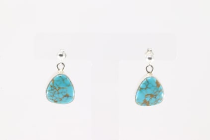 Native America Navajo Sterling Silver Turquoise Post Dangling Earring's By S.H.