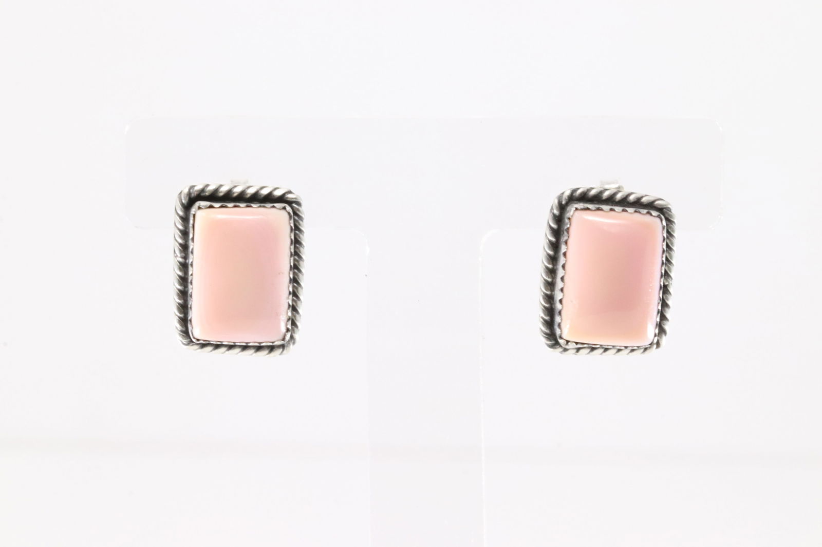 Native America Navajo Sterling Silver Pink Conch Shell Post Earring's By Freida Martinez. (1 of 4)