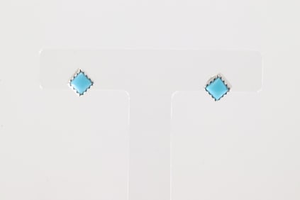 Native American Navajo Sterling Silver Turquoise Post Earring's By Roberson Martinez.