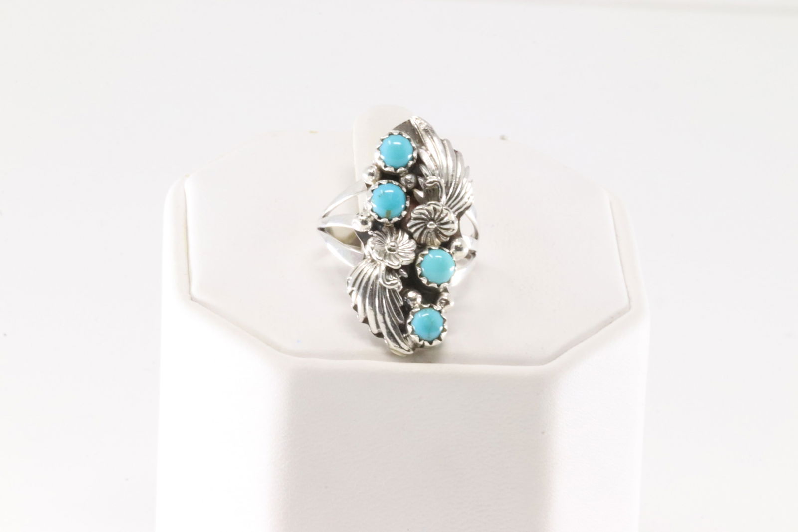 Native American Navajo Sterling Silver Turquoise Ring By Alice R.Saunders. (1 of 4)