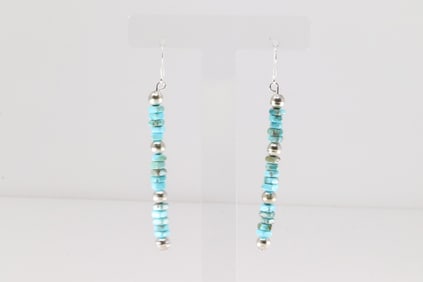 Native America Navajo Sterling Silver Turquoise / Beaded Dangling Earring's.
