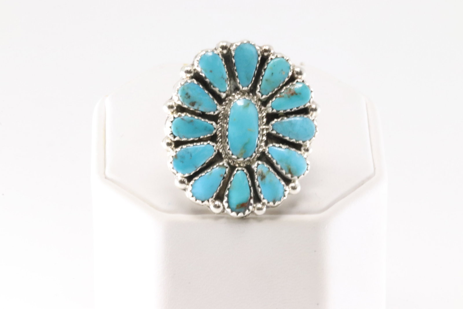 Native America Navajo Sterling Silver Turquoise Ring By Alicia Wilson.: This is a Native America Navajo Sterling Silver Turquoise Ring By Alicia Wilson. Ring size: 7.00.