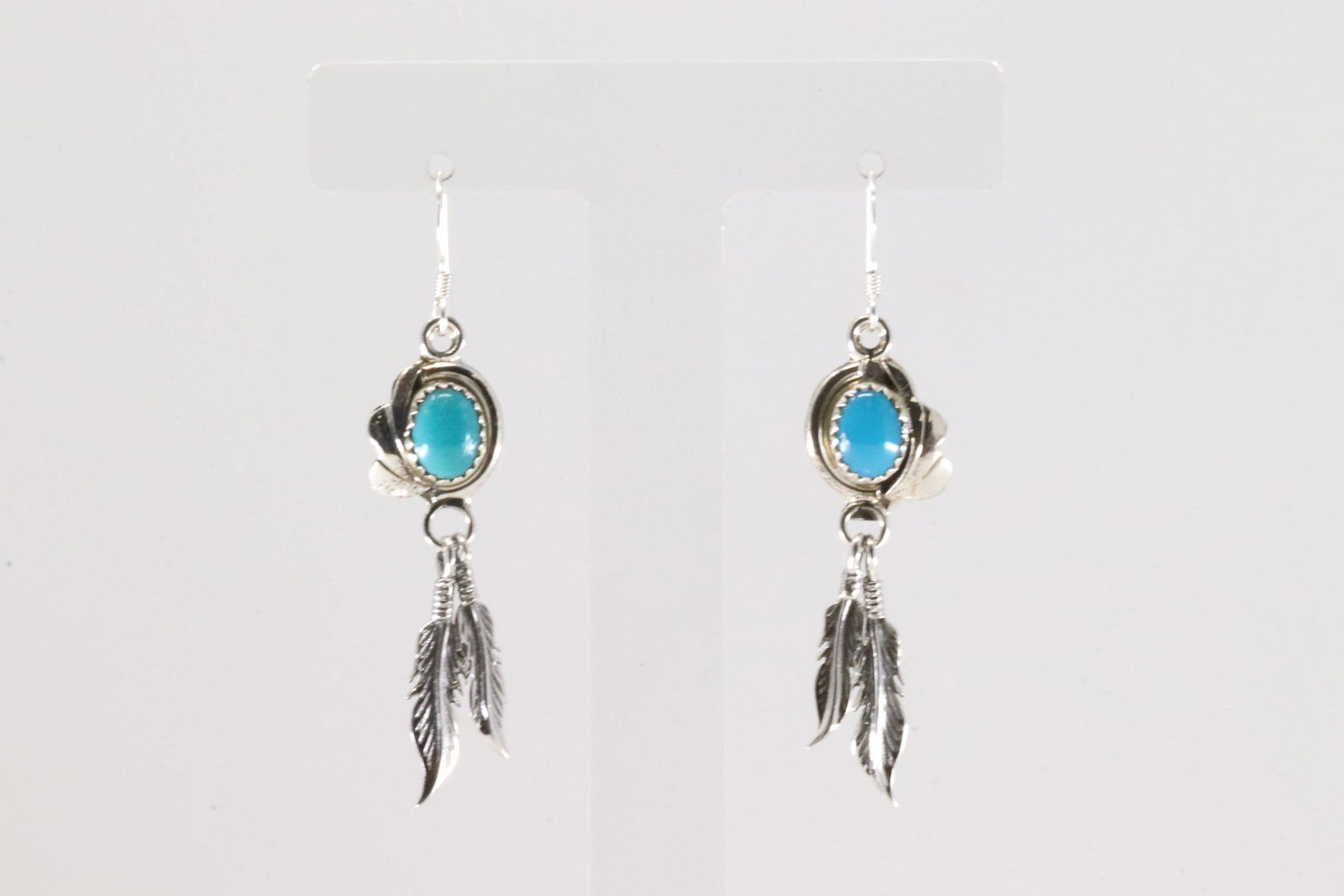 Native America Navajo Sterling Silver Turquoise Dangling Earring's By Rita Largo.: This is a Native America Navajo Sterling Silver Turquoise Dangling Earring's By Rita Largo.