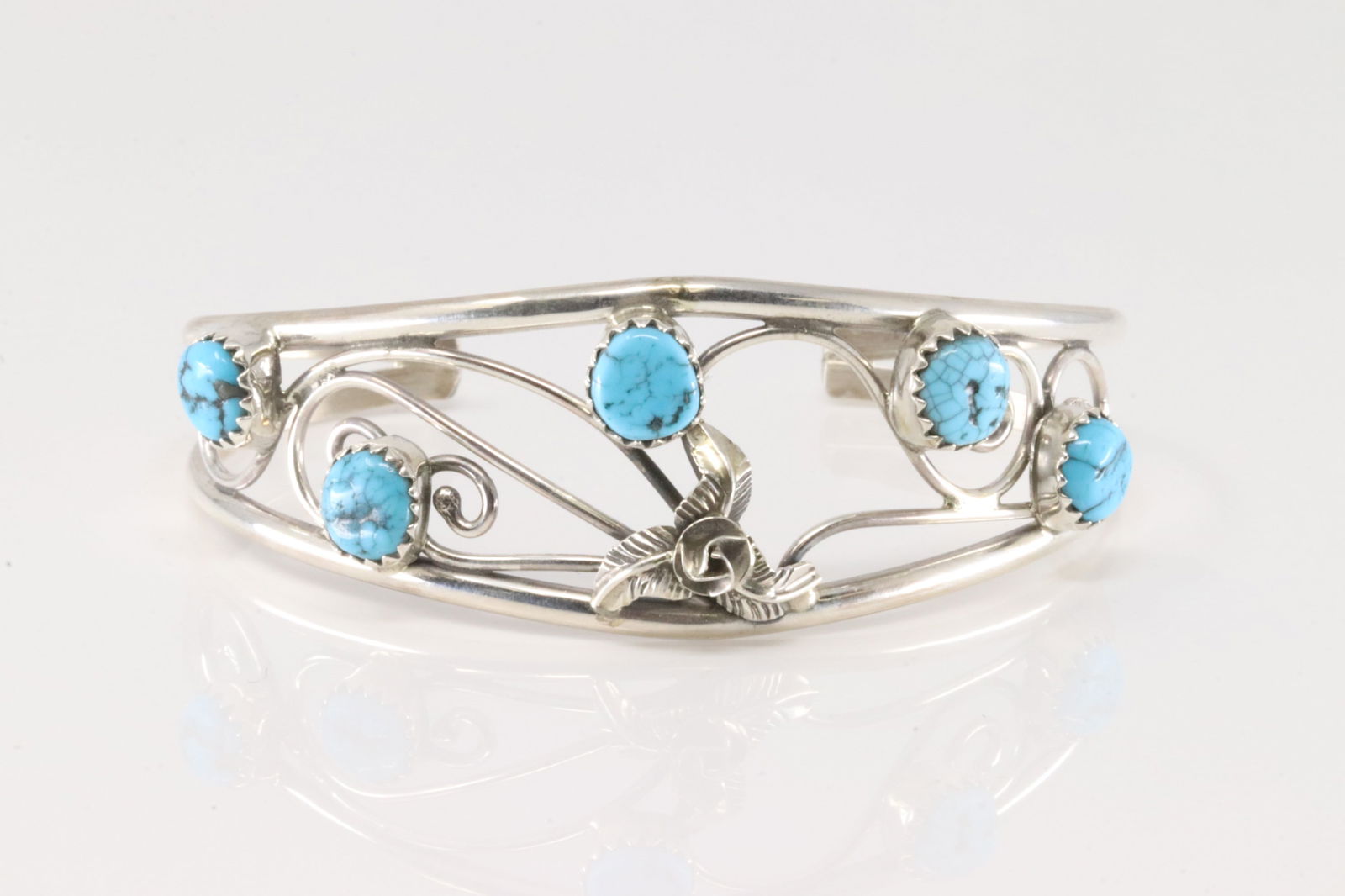 Native America Navajo Sterling Silver Turquoise Bracelet Cuff By C. (1 of 4)