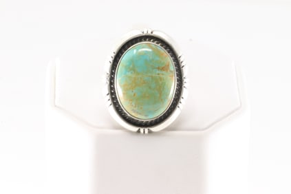 Native America Navajo Sterling Silver Turquoise Ring By A.M.