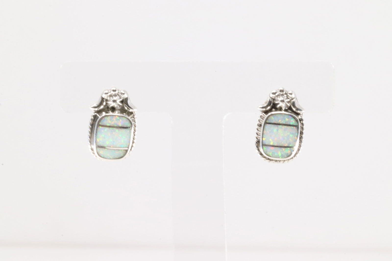Native America Navajo Sterling Silver Opal Inlay Post Earring's By James Manygoats. (1 of 4)