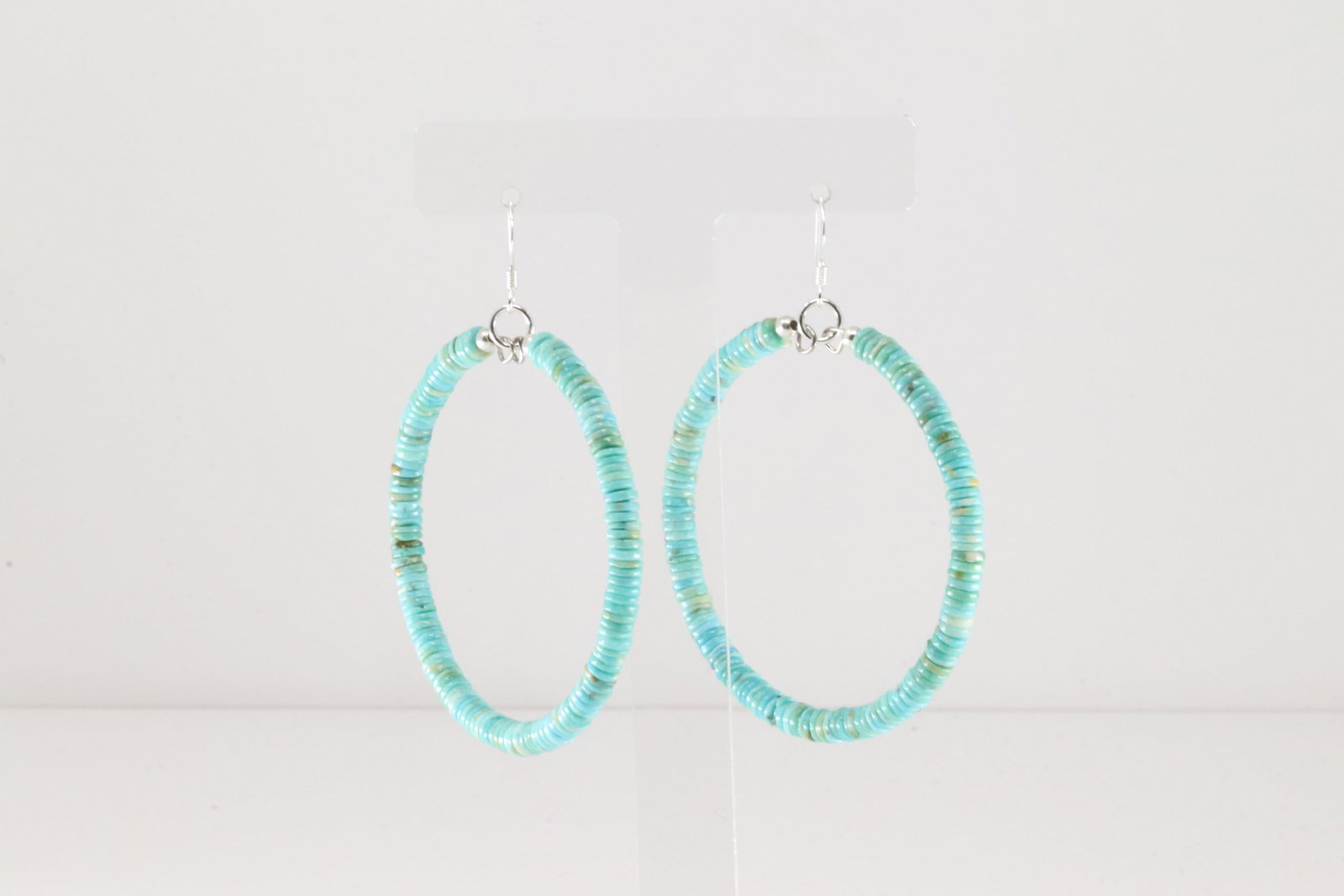 Native America Navajo Sterling Silver Turquoise Dangling Hoop Earring's. (1 of 3)
