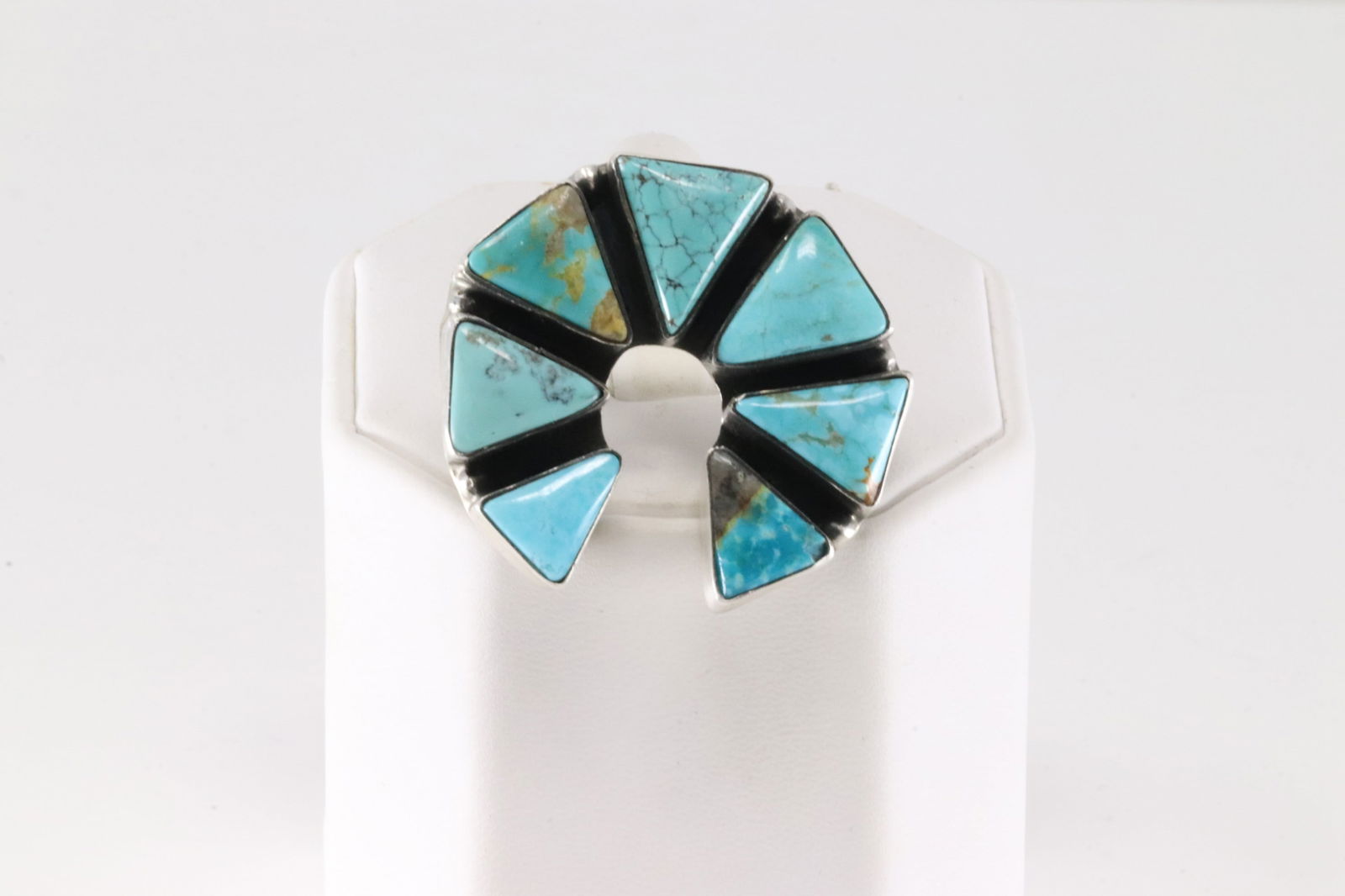 Native America Navajo Sterling Silver Kingman Turquoise Naja Ring By Elouise Kee. (1 of 4)