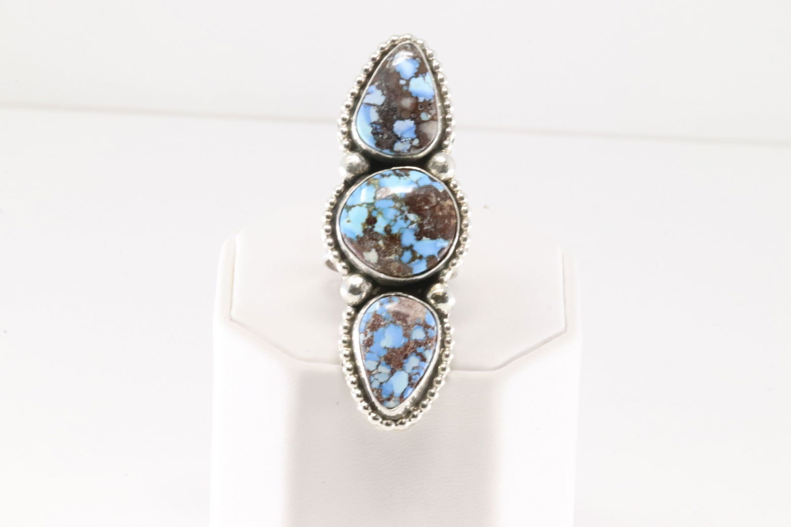 Native America Navajo Sterling Silver Golden Hill Turquoise Ring By A.M. (1 of 4)