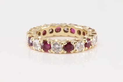 Eternity Ruby & Diamond Ring 14Kt.