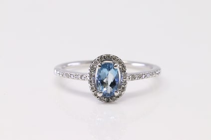 Aquamarine & Diamond Ring 14Kt.