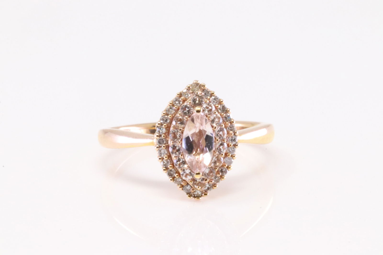 Marquise Morganite & Diamond Ring 10Kt. (1 of 4)