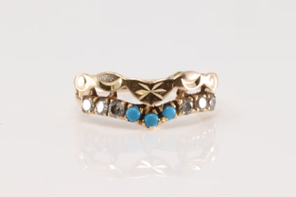 Turquoise & Diamond Ring 18Kt.