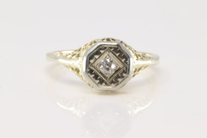 Art Deco Diamond Ring 14Kt.