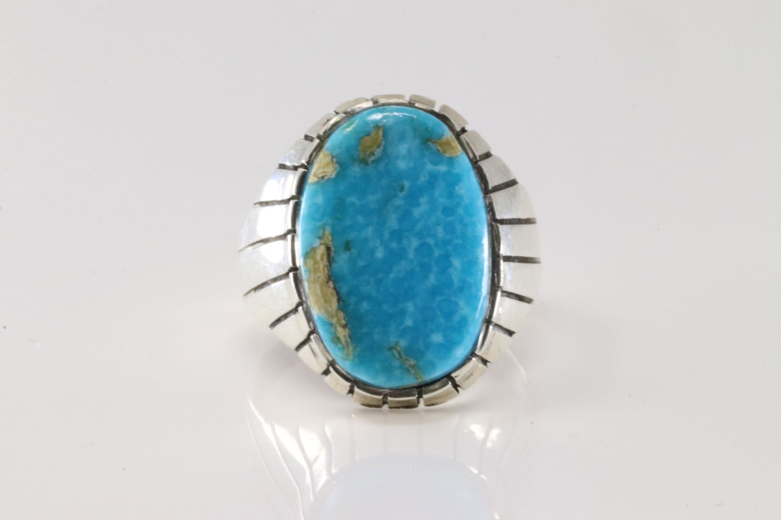 Native America Navajo Sterling Silver Turquoise Ring By R. (1 of 4)