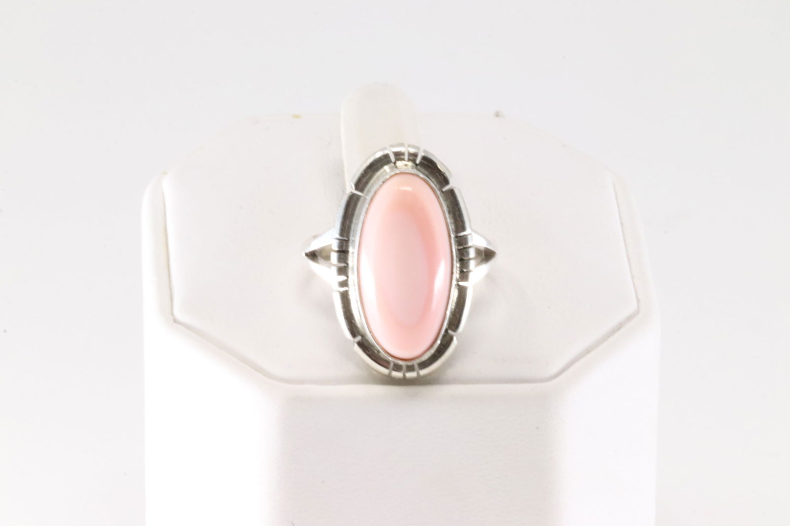 Native America Navajo Sterling Silver Pink Conch Shell Ring By S.E. (1 of 4)